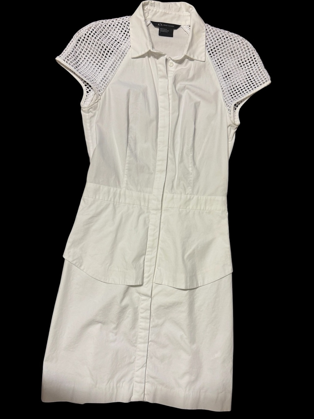Armani Exchange White Button-Front Dress with Crochet Sleeves size 2 used once